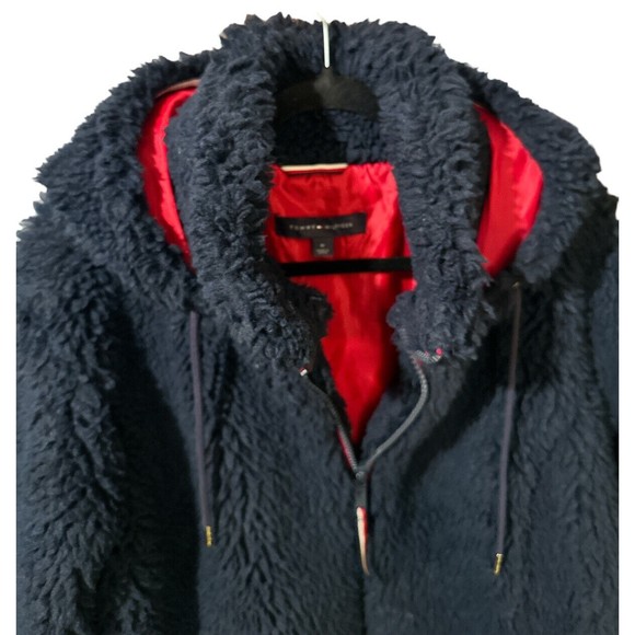 Tommy Hilfiger W’s Full-Zip Navy Sherpa Jacket W Hood Sz Plus 1x‎ Excellent - Picture 4 of 5